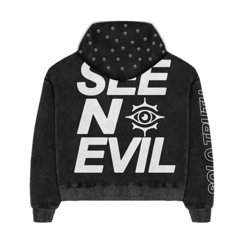 Black acid wash ”See no Evil” hoodie